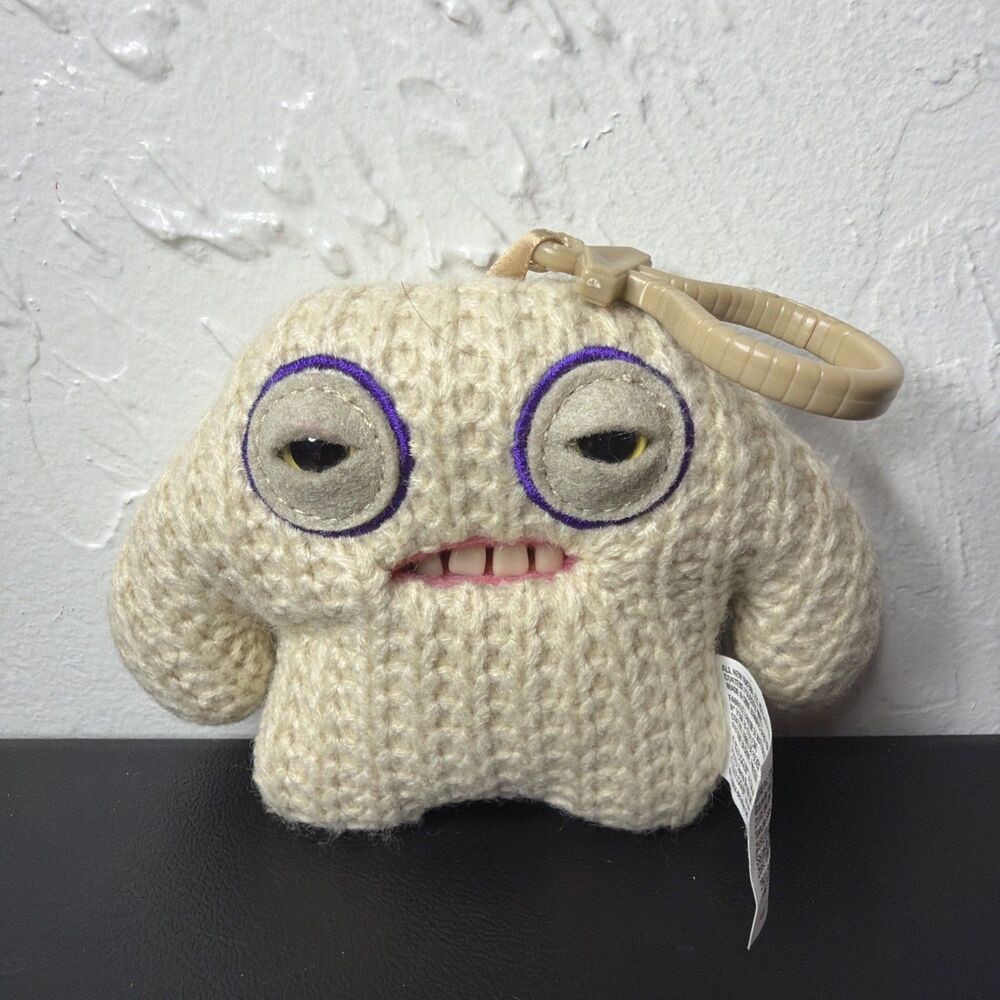 Fuggler Keychain Mr Needles Funny Ugly monster plush New with tags Cream
